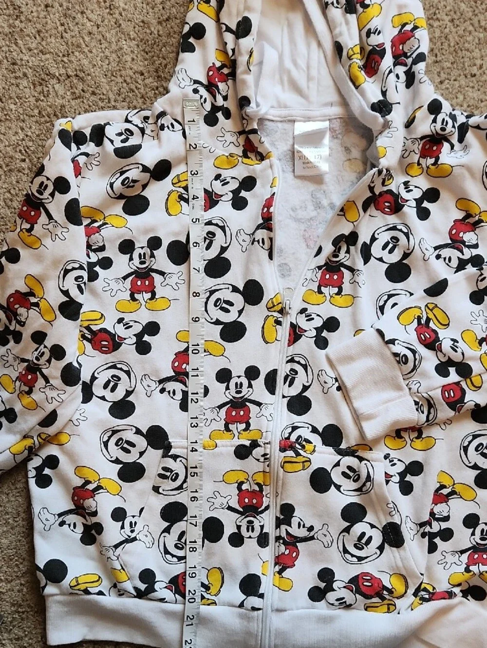 Disney Mickey Mouse Zip Up Jacket Hoodie Sz XL (15-17)